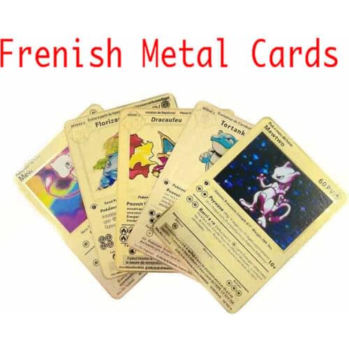 2021 NEW French Pokemon Cards Gold Metal V MAX GX Game Collection Anime PIKACHU Card Toys For Kids Christmas Gift