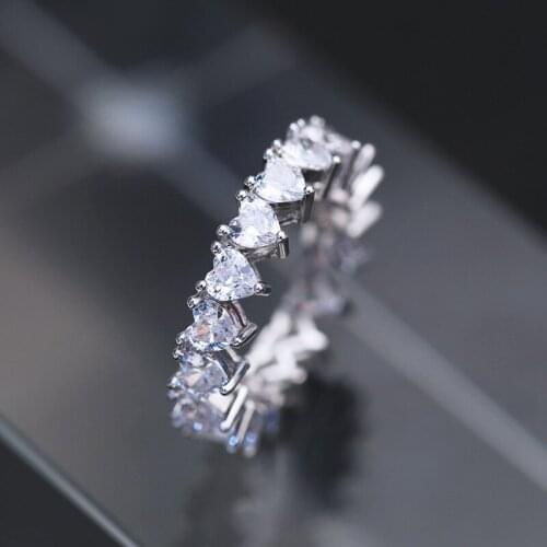 Hot selling models European and American ladies luxury zircon ring full of diamond ring jewelry birthday gift party jewelry