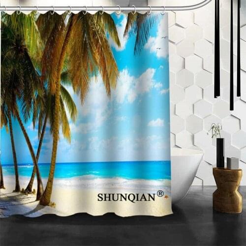 Nice Beach Shower Curtain Funny Curtain For Bathroom Waterproof Polyester Fabric Eco-Friendly 2020 Bath Curtain Gift