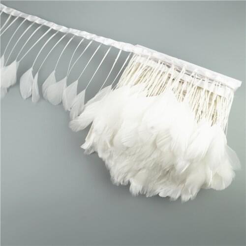 2Meters Goose Feather Trim Ribbon on Tape Crafts Fringe Clothes Feathers Sewing Trimmings Wedding Accessories Plumes Decoration
