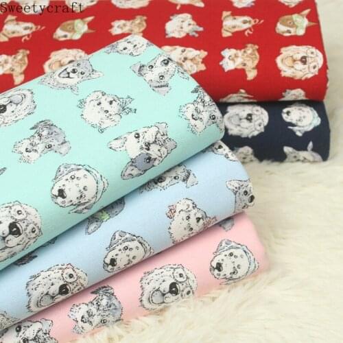 110x45cm Linen Fabric By the Yard Patchwork Telas Tissu Costura Sewing Cotton Fabric Dog Prints DIY Handmade Bag Mask Home Decor