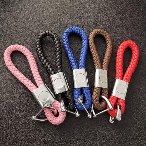 Metal Car Key Ring PU Leather Knitting Vachette Clasp Keychain Key Ring Chain for HONDA Black Blue Pink Brown Red