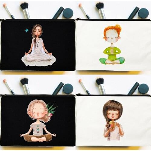 Cartoon Girl Printed Cosmetic Bags Ladies Fashion Makeup Pouch Women Casual Zipper Reusable Eco Lipstick Purse Travel Bags