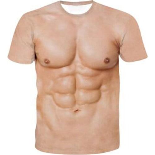Mens Fashion Personality Muscle Diagram Printed Top 3D Summer Hot Sale Short Sleeve Mens T-shirt Comfortable Breathable Tee