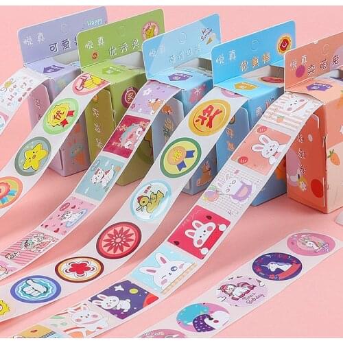 300pcs/roll Kids Reward Sticker in 12 Designs with Box, Self Adhesive Label for Teachers Kids Party Favor, School Work Study