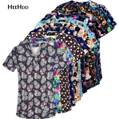 New high-quality patterned cotton medical uniform top hospital pharmacist scrub work clothes beauty salon spa scrub work clothes