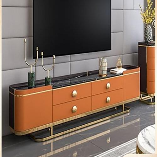 New post-modern light luxury rock board TV cabinet coffee table combination marble living room furniture designer model room