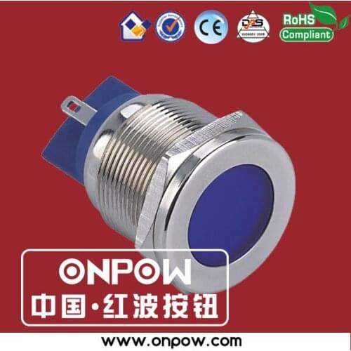 ONPOW 22mm anti-vandal flat head nickel indicator pilotlamp GQ22T-D/B/12V/N