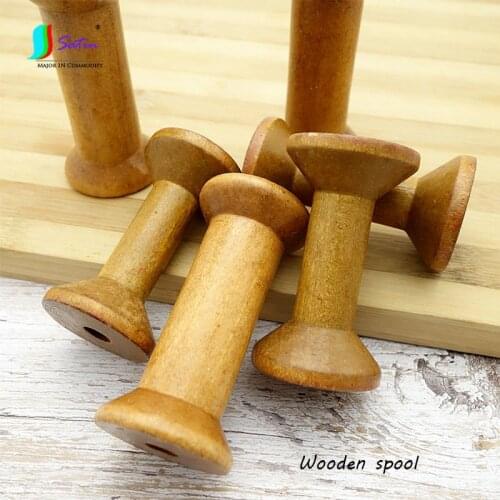 Wholesale 10PCS 7/8CM Home Diy Tool Accessory Big Size Wooden Thread Spool, Smooth Wood Thread Lace Webbing Container A0426F