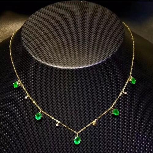 Natural real emerald necklace with pendant Per jewelry 0.15ct*3pcs gemstone 925 sterling silver J211271