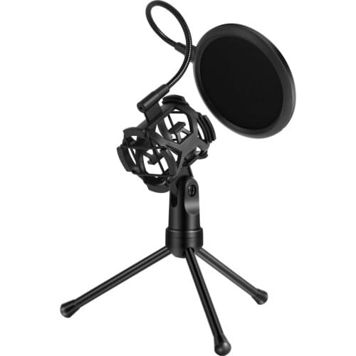 Professional Wind Screen Microphone Pop Filter Shield With Tripod Detachable Desktop Microphone Stand Holder Bracket Shock Mount