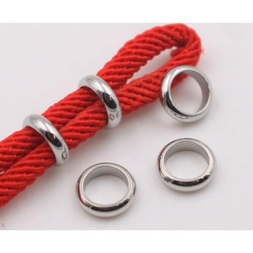 50pcs Stainless Steel Spacer Bead Metal Bead Fit 2/2.5/3.8/6/8mm Leather Rope for Bracelet Jewelry Making Wire DIY Accessories