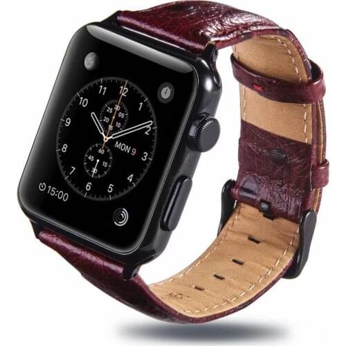 Ostrich leather cowhide for Apple Watch brand 38mm 40mm 42mm 44mm cow leather strap bracelet Apple Watch Series 5 4 3 2 1