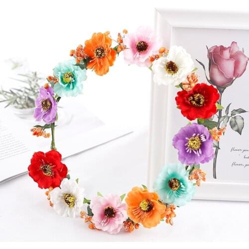 Romantic Sweet Bridal Wedding Flower Crown Hairband Floral Headband Tiara Head Wreath Garland Beach Travel Girl Hair Accessories