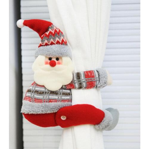 Christmas Curtain Buckle Cute Design Santa Claus Window Home Decoration Snowman