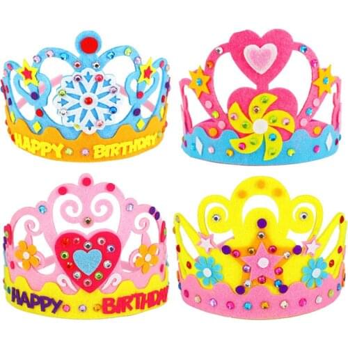 DIY Crafts Toy Crown Creative Paper Sequins Flowers Stars Patterns Toys for Kids Children Kindergarten Art Party Decorations
