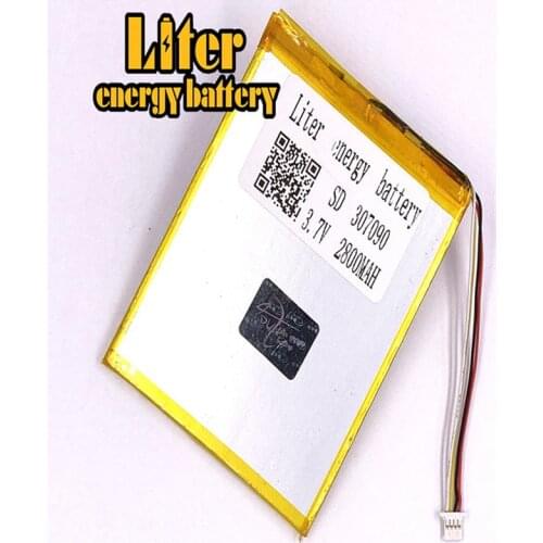 Plug 1.0-4P 307090 2800mah 3.7V Rechargeable lipo battery tablet pc 7 inch MP4 MP5 li ion polymer lithium battery with PCM