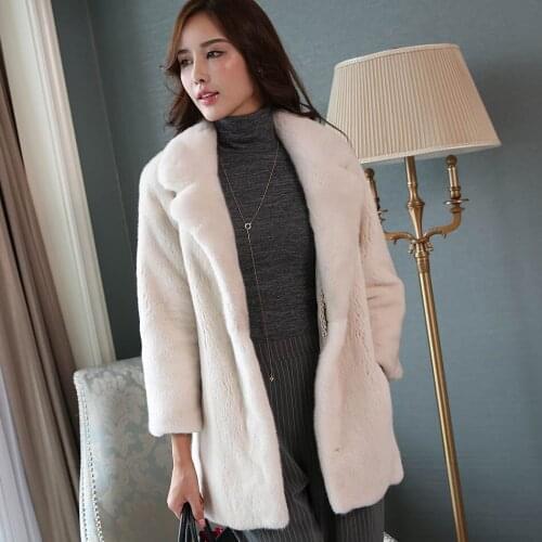 Super quality Crown level velvet imported female mink fur coat suit collar 2019 womens outerwear jacket coats winter clothing
