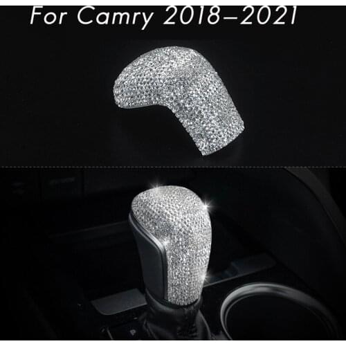 Bling Diamond Crystal Gear Shift Knob Lever Head Crystal Shiny Cover Stickers for Toyota Camry 2018-2021 Accessories