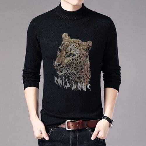 Turtleneck Sweater Mens Casual Slim Knit Pullover Spring Wool Rhinestone Hot Selling Fashion Suitable For Male Knitwear New Top