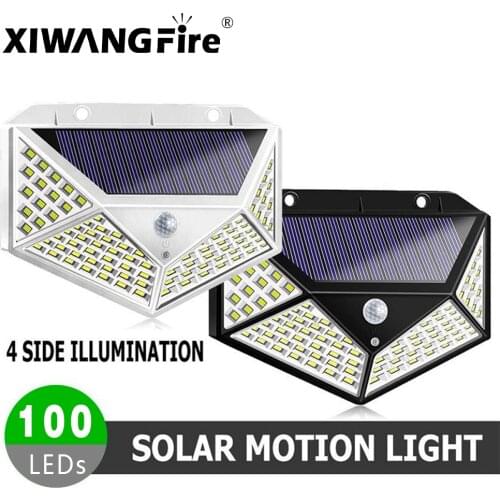4pcs Outdoor LED Solar Light Motion Sensor Waterproof Sunlight Garden Decorative Street Lights Solar Powered Lantern Wall Lamp