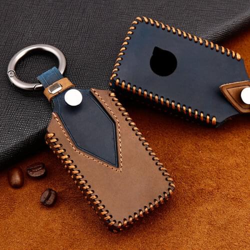 Top Layer Leather Car Key Cover Protective Case Shell For Volvo S90 V90 XC90 XC60 XC40 T5 T6 T8 2017 2018 2019 2020 Accessories