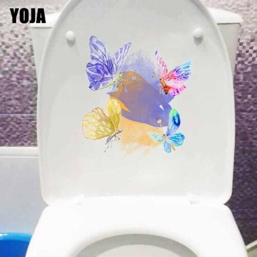 YOJA 21.5X24.7CM Abstract Color Butterfly Wall Decal Art Home Decor Toilet Sticker T3-1314