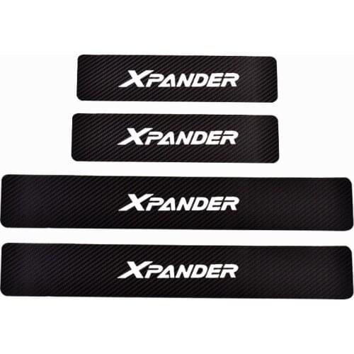 4PCs Carbon Fiber Pu leather Door Threshold Guard For Mitsubishi Xpander Car Door Sill Scuff Plate Protector Car Accessories
