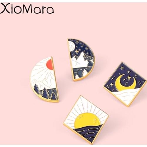 Outdoors Enamel Pins Sun Moon Star Lovers Badge Adventure Brooches For Women Cartoon Bag Lapel Jewelry A Gifts For An Adventurer