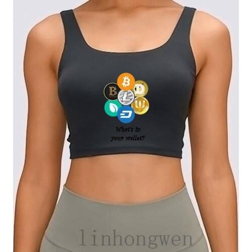 Print Women Tank Top For Crypto Currency Whats In Your Wallet Crop Top Basic Solid O Neck Fitnessd Crop Top Man