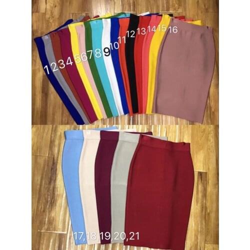 Ailigou Top Quality Girl Sexy 21 Colors Knee Length Bandage Pencil Women Pary Fashion Formal Skirt 56CM