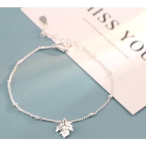 Fashion 925 Sterling Silver Leaf Charm Bracelet &Bangle For Women Girl Summer Jewelry sl336