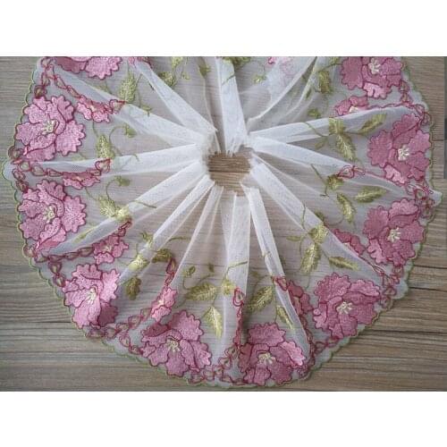 10Yards Pink Lace Trim Floral Fabric Ribbon Lingerie Bra Embroidered Trims Sewing Accessories High Quality