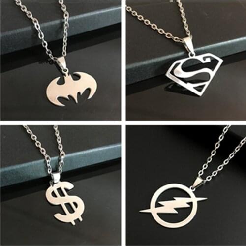 15 Styles Mens Stainless Steel Necklace Supermen Flash Hero Logo Pendant Necklace Of High Quality Choker Jewelry