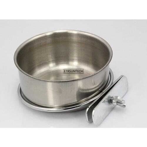 50pcs Stainless Steel Parrot Feed Bird Blowl Hamster Cage Cup Food Bowl Dinner Tableware Hanging Cage Supplies 10cm