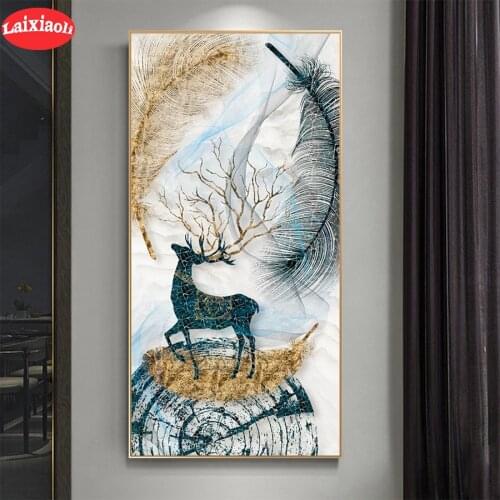 5D DIY Diamond Painting Abstract art, deer, feathers cross stitch full square/round diamond embroidery mosaic painting