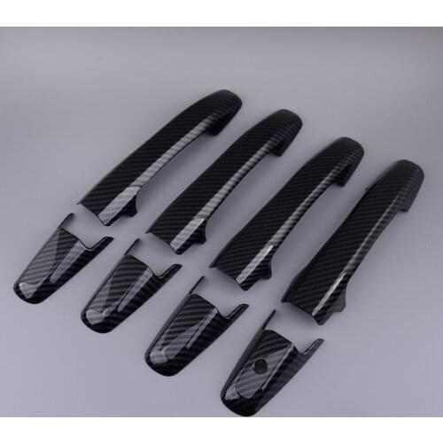 8Pcs Carbon Fiber Style Black ABS Car Door Handle Cover Trim Fit for Honda Civic Pilot 2009 2010 2011