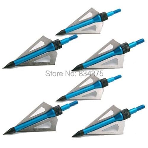 Free shiping 6pcs crossbow arrow broadhead 100 grain 2'' cut diameter 3 solid blades arrow head tip