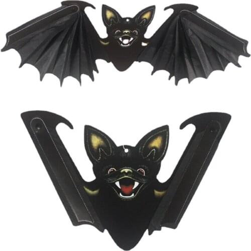 1Pcs Halloween Paper Bat Hanging Ornaments Photoprops Halloween Decoration Festival Party Bar Haunted House for Home Decorations