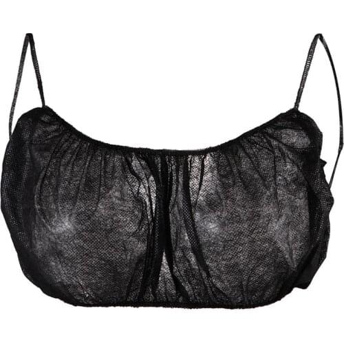 50pcs Black Disposable Non-Woven Fabric Bra Tops Women Underwear Breathable Lingerie Brassiere For Beauty Salon Spa Sauna