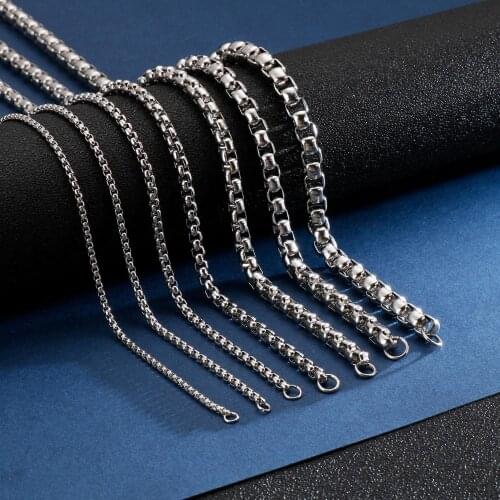 2/2.5/3/4/5/6/7mm Stainless Steel Square Link Box Chain Necklace