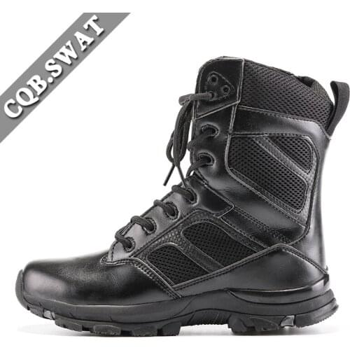CQB.SWAT 2018 New Design Summer Mesh Breathable Military Tactical Boots Mens Black Wearable with zipper Combat Army Boot Wolf