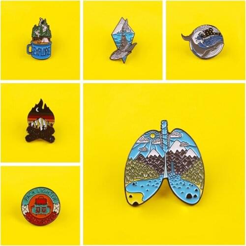 Scenery Round Badges Icon On The Backpack Lapel Pin Bags Badge Gifts Brooches For Clothes Accessories Jeans Jackets Metal Badges