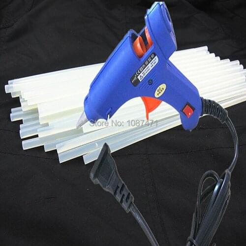 Hot New fashion 20W 100-240V Blue Mini Electric Heating Hot Melt Glue Gun Crafts Repair Tool Professional + 5 pcs Glue Sticks