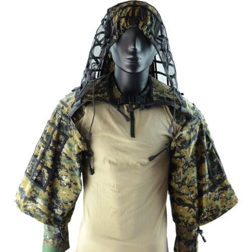 Camouflage Sniper Hunting Clothes Tactical Army Training Shooting CS Wargame Ghillie Suit Outdoor DIY Ghillie Jacket With Yarn