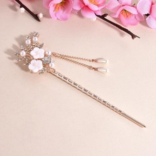 Chinese Style Women Metal Rhinestone Hair Chop-Stick Hair Chopsticks Hairpin Chignon