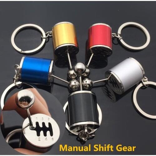 Creative Car Stalls Head Keychains Six-Speed Manual Shift Gear Key Chain Auto Cars Parts Toy Shifter Knob Metal Key Ring Gifts