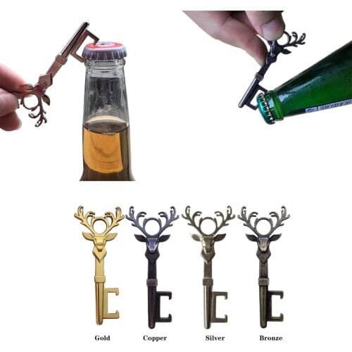 Can Opener Multifunctional Christmas Deer Head Bottle Opener Portable Retro Key Pendant New Year Decoration