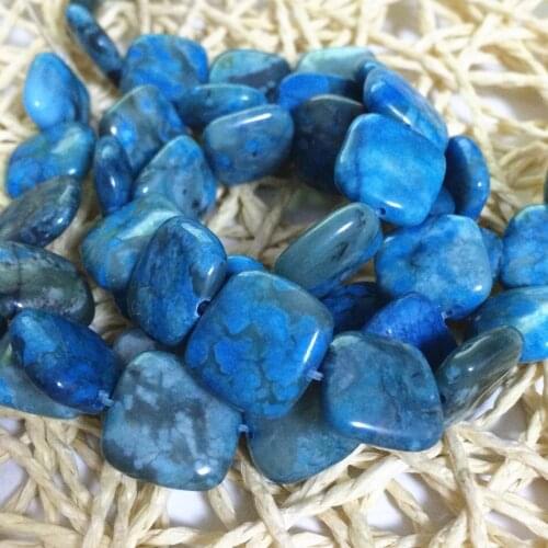 Fashion light blue square stone 15mm crazy lace calaite loose beads diy jewelry making findings 15inch F067GS