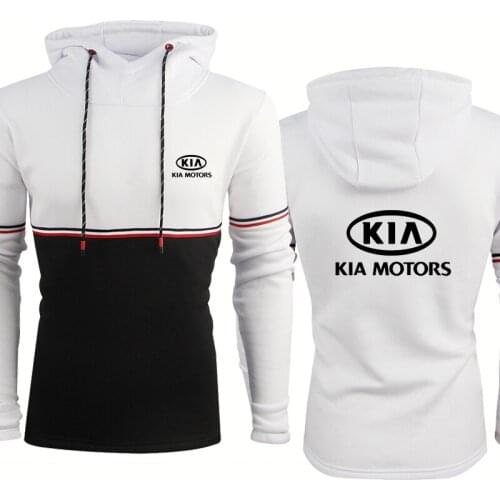 Spring Autumn Fashion Trend Mens hooded KIA Car Logo Casual Mens pullover Webbing Cotton High Quality Mens Sweatshirt